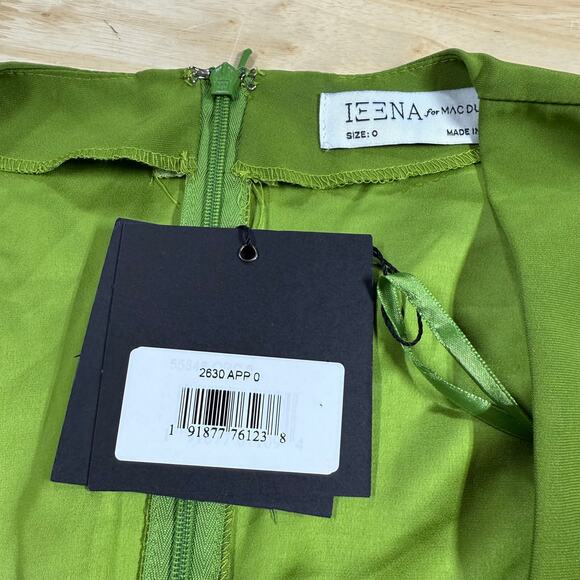 Mac Duggal NWT Plunge Neck Puff Sleeve Beaded Cut Out Gown Green Apple Size 0 - Picture 6 of 11